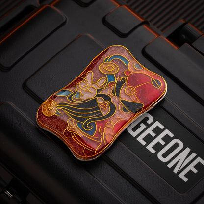 EDC Slider – Peacock Aura Sand | Stainless Steel Titanium Zirconium Sand Push Slider