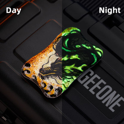 EDC Slider – Peacock Aura Sand | Stainless Steel Titanium Zirconium Sand Push Slider