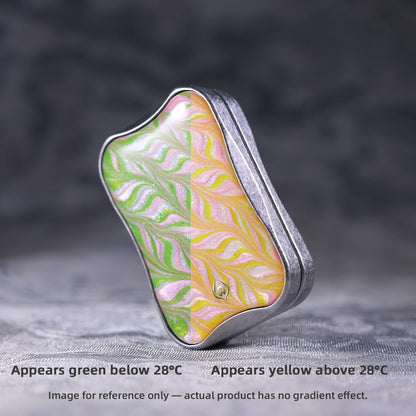 EDC Slider – Peacock Aura Sand | Stainless Steel Titanium Zirconium Sand Push Slider
