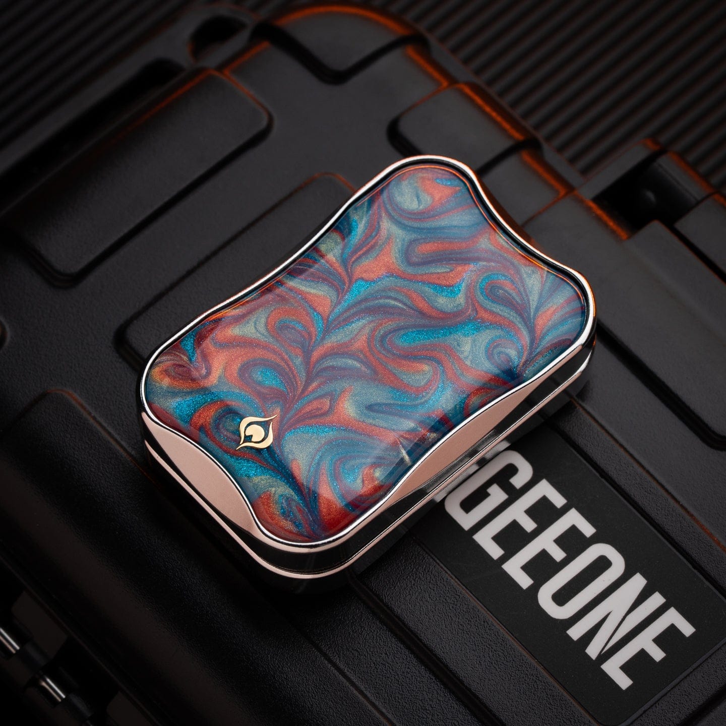 EDC Slider – Peacock Aura Sand | Stainless Steel Titanium Zirconium Sand Push Slider