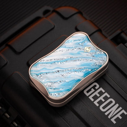EDC Slider – Peacock Aura Sand | Stainless Steel Titanium Zirconium Sand Push Slider
