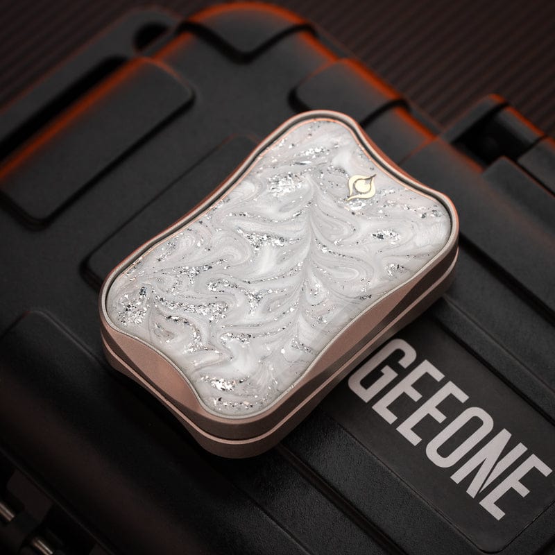 EDC Slider – Peacock Aura Sand | Stainless Steel Titanium Zirconium Sand Push Slider