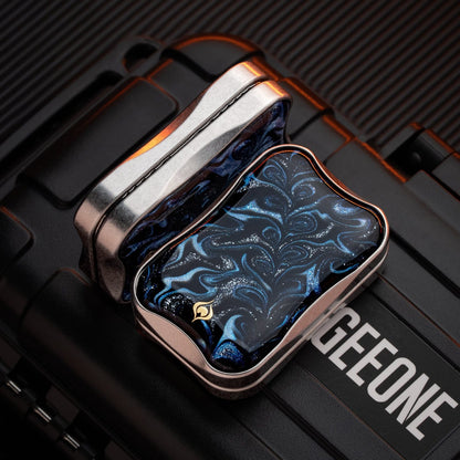 EDC Slider – Peacock Aura Sand | Stainless Steel Titanium Zirconium Sand Push Slider