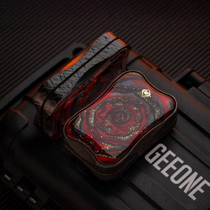 EDC Slider – Peacock Aura Sand | Stainless Steel Titanium Zirconium Sand Push Slider