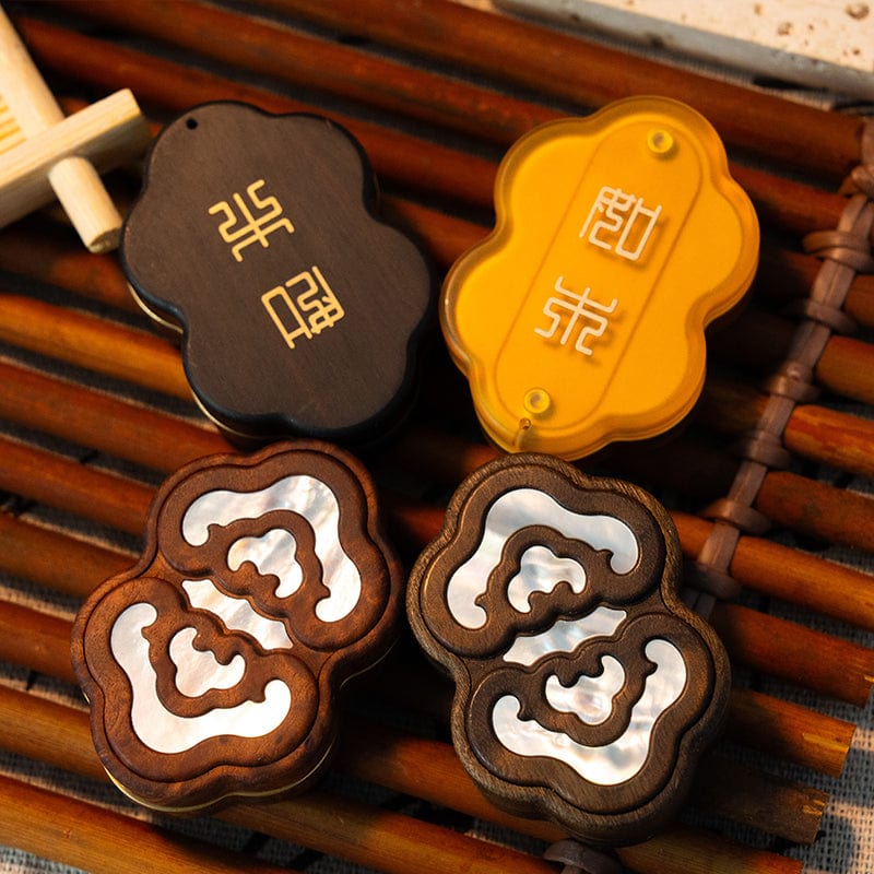 Fidget Slider – RUMU Yun Xi | Mother of Pearl Silver Foil Wood EDC Push Slider