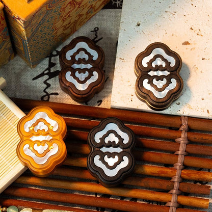Fidget Slider – RUMU Yun Xi | Mother of Pearl Silver Foil Wood EDC Push Slider