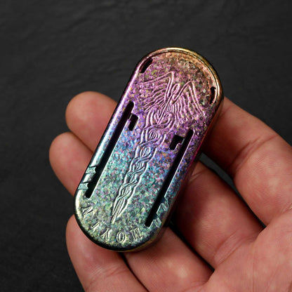 Scepter Titanium Tuning-Fork Fidget Slider — Crystalline Rainbow Titanium
