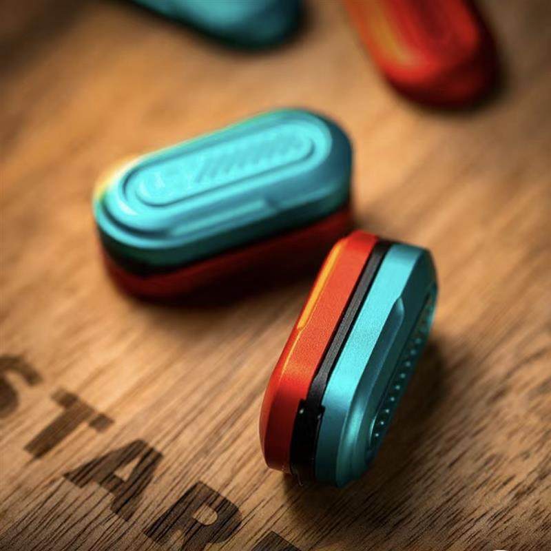 Red-and-blue POD slider shown in several positions; one two-tone slider is included, not all the display units.