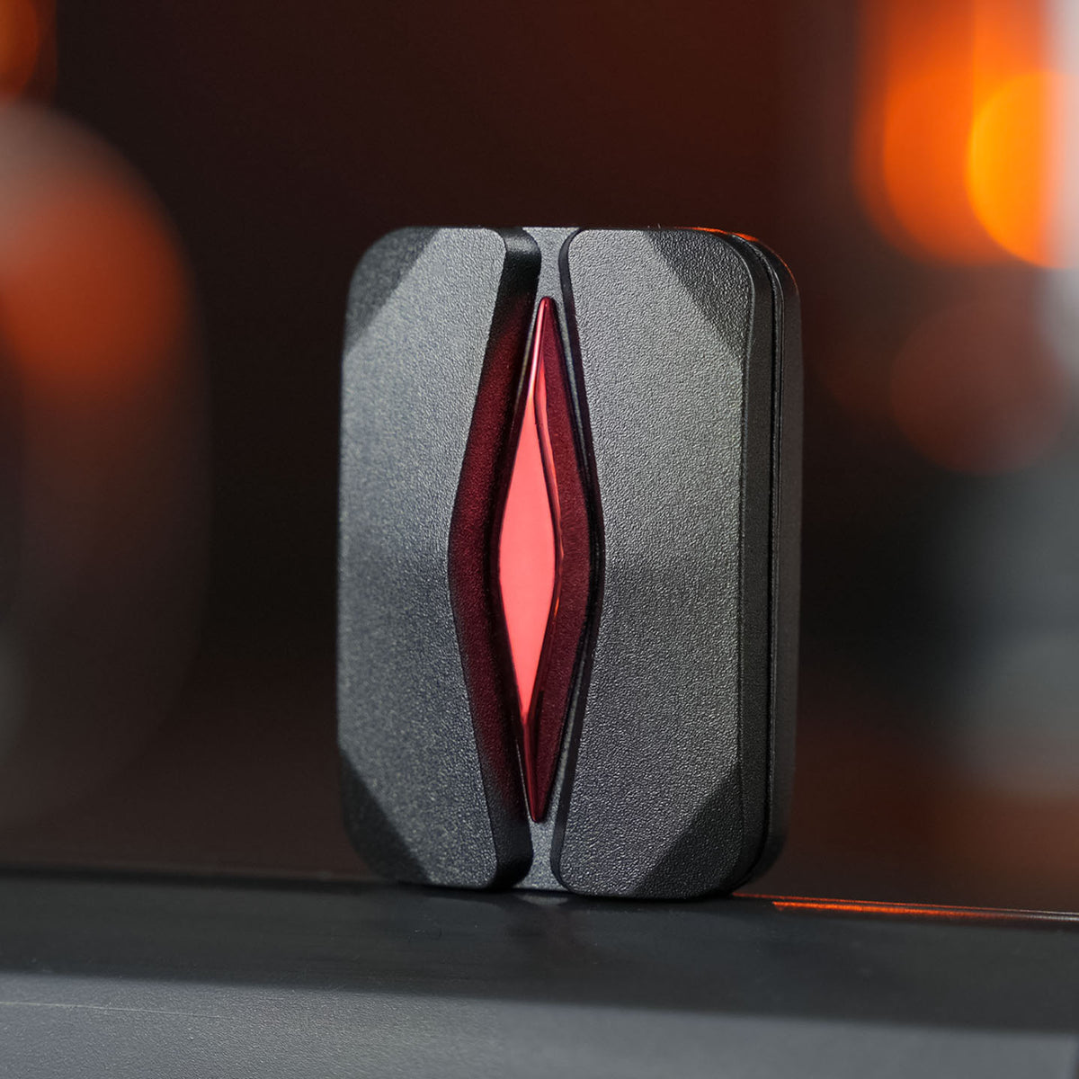 Leaf-Accent Infinite-Position Fidget Slider — Black with Red Accent