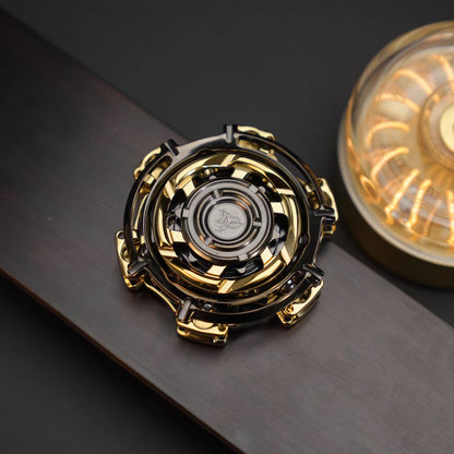 Arcane Ring Six-Panel Linkage Metal Fidget Spinner — Gold / Black — Stainless Steel