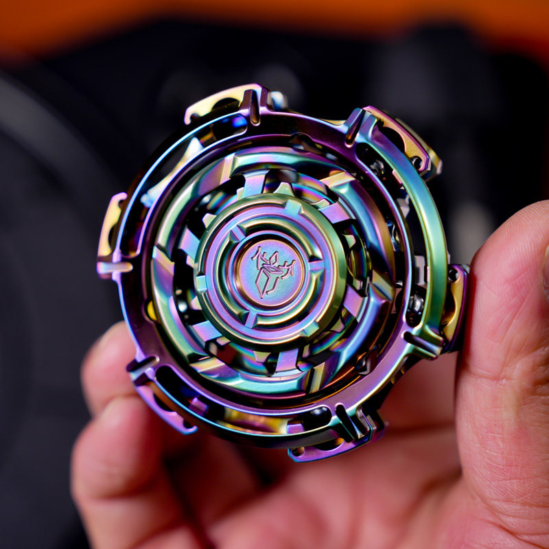 Arcane Ring Six-Panel Linkage Metal Fidget Spinner — Rainbow — Stainless Steel