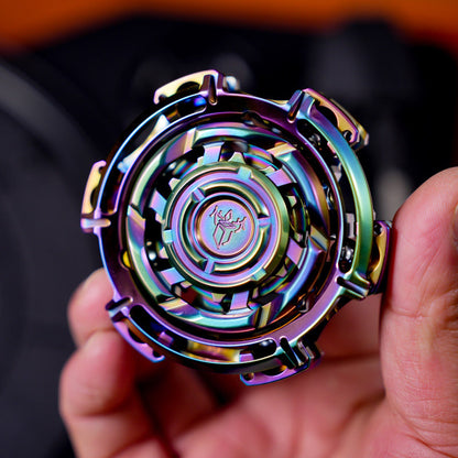 Arcane Ring Six-Panel Linkage Metal Fidget Spinner — Rainbow — Stainless Steel