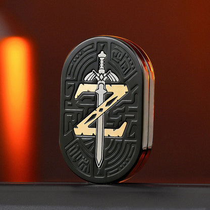 Black Zelda Sword Rhythm oval fidget slider with sword-and-Z artwork