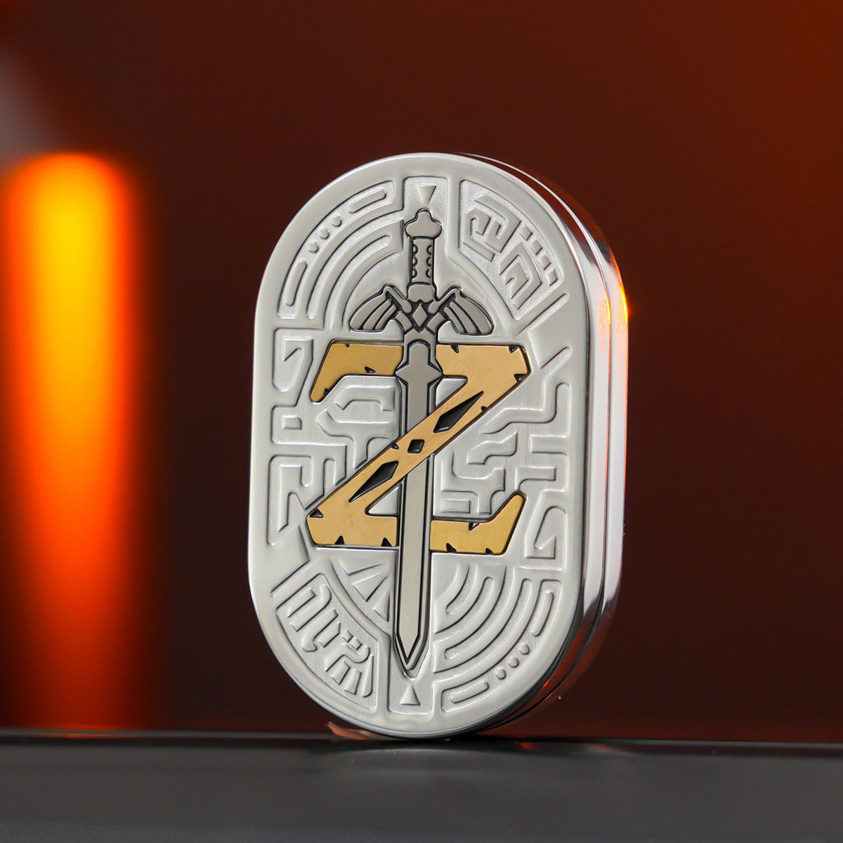 Silver Zelda Sword Rhythm oval fidget slider