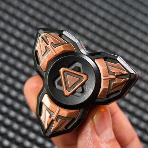 Expeller Three-Lobe Opening-Armor Metal Fidget Spinner — Dark Body with Copper-Tone Armor