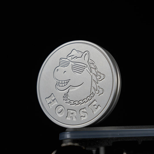 Engraved Stainless-Steel Mechanical Ratchet Fidget Coin — Horse Design