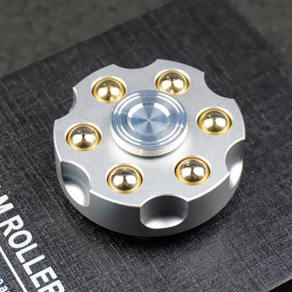 Revolver-Style Fidget Spinner — Silver-Tone + Pouch