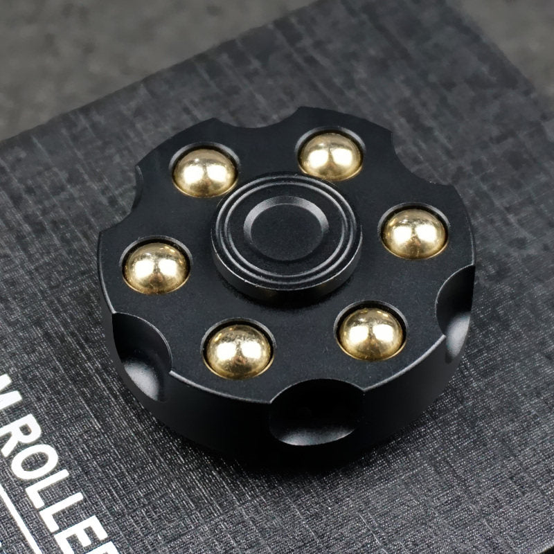 Revolver-Style Fidget Spinner — Black + Pouch