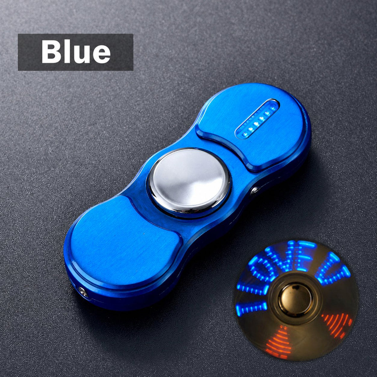 USB Rechargeable Electric Lighter and LED Fidget Spinner — Blue
