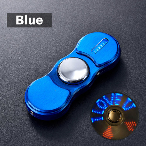 USB Rechargeable Electric Lighter and LED Fidget Spinner — Blue