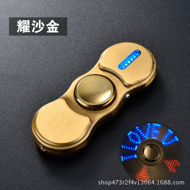 USB Rechargeable Electric Lighter and LED Fidget Spinner — Gold
