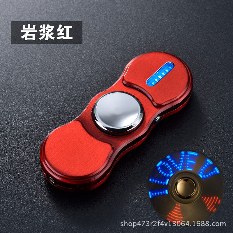 USB Rechargeable Electric Lighter and LED Fidget Spinner — Red