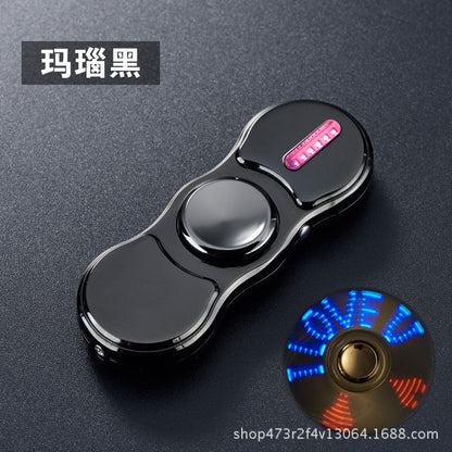 USB Rechargeable Electric Lighter and LED Fidget Spinner — Black