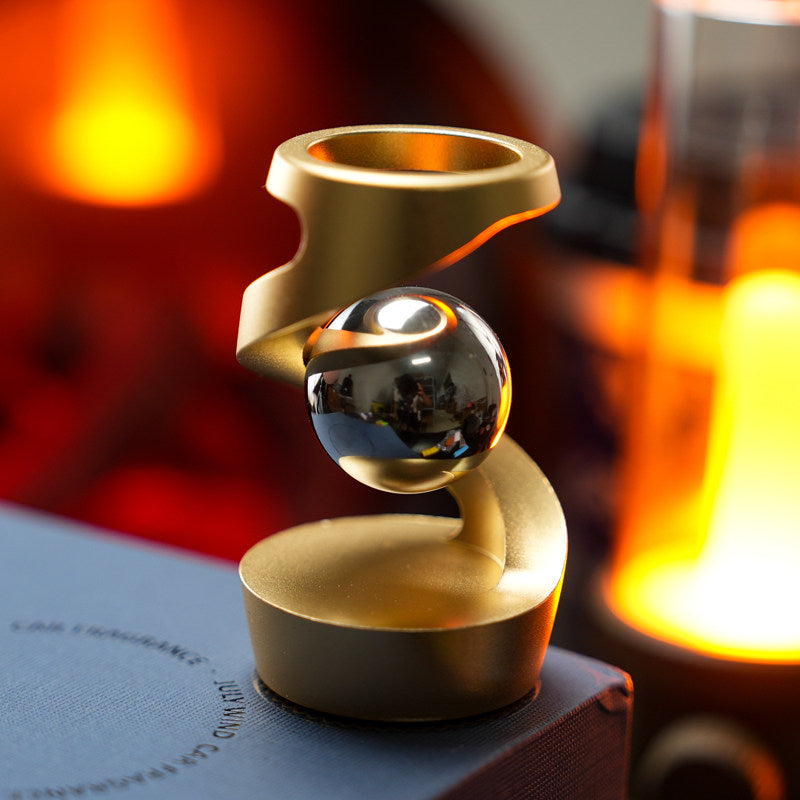 Spiral Desktop Spinner — Gold-Tone Body / Silver Sphere