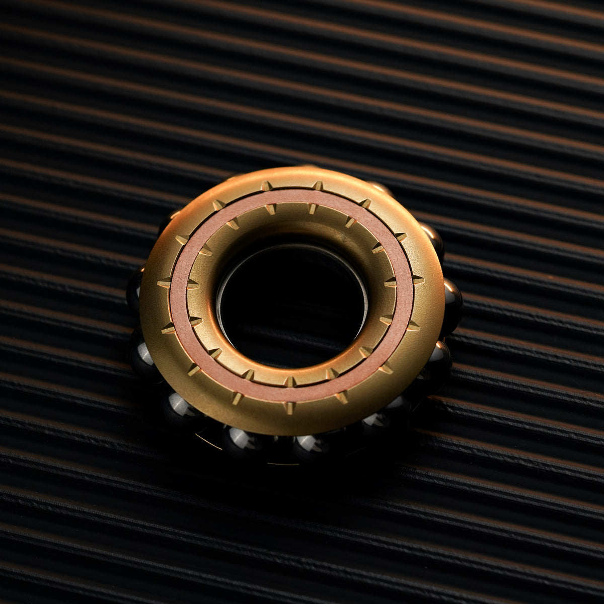Beaded Metal EDC Fidget Ring — Brass Body / Copper Inlay — Base Ring, source variant view.