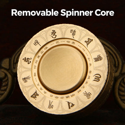 P3 Buddhist Script upgraded brass ring with removable spinner core