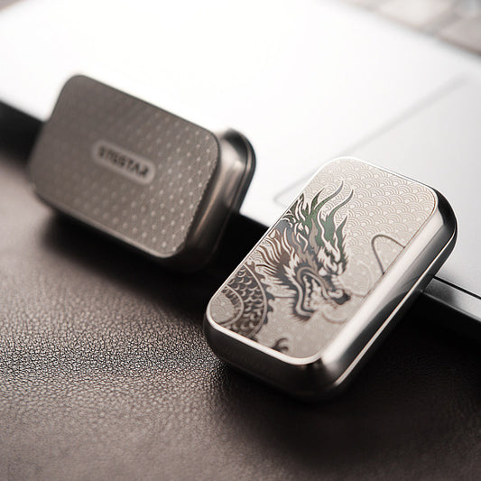 SPYSTAR Artwork Stainless-Steel Infinite-Position Magnetic Fidget Slider — Silver Dragon Artwork