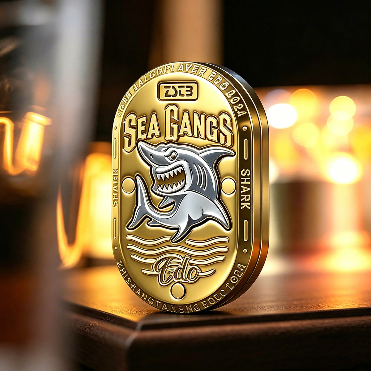 Sea Shark 2.0 Fidget Slider — Gold Stainless Steel + Storage Box + Parts Pack