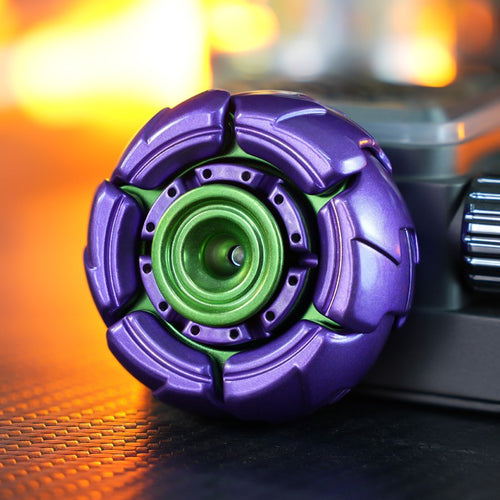 Rounded-Armor Metal Fidget Spinner — Purple / Green