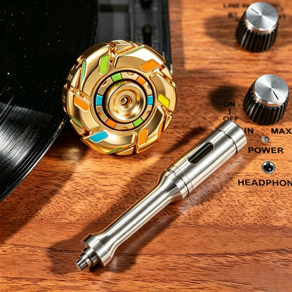 08 Zinc-Alloy Opening-Armor Fidget Spinner Sets — Gold — Glow + UV Light + Scepter