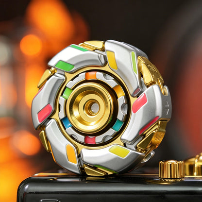 08 Zinc-Alloy Opening-Armor Fidget Spinner Sets — Silver / Gold — Glow + UV Light