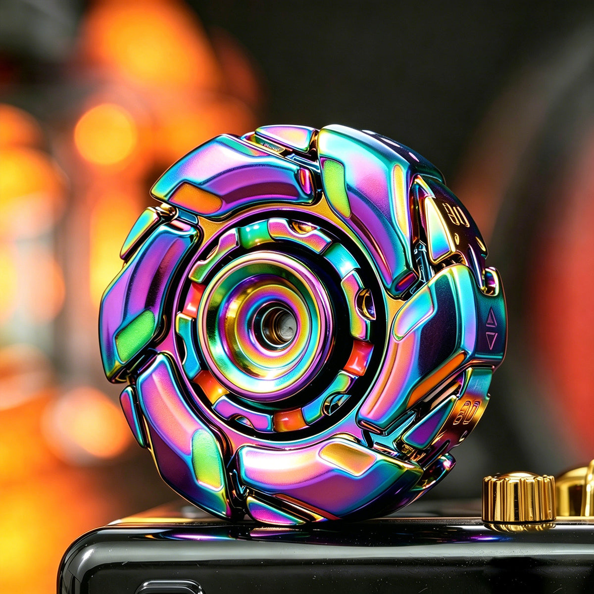 08 Zinc-Alloy Opening-Armor Fidget Spinner Sets — Rainbow — Glow + UV Light