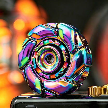 08 Zinc-Alloy Opening-Armor Fidget Spinner Sets — Rainbow — Glow + UV Light