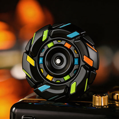 08 Zinc-Alloy Opening-Armor Fidget Spinner Sets — Black — Glow + UV Light