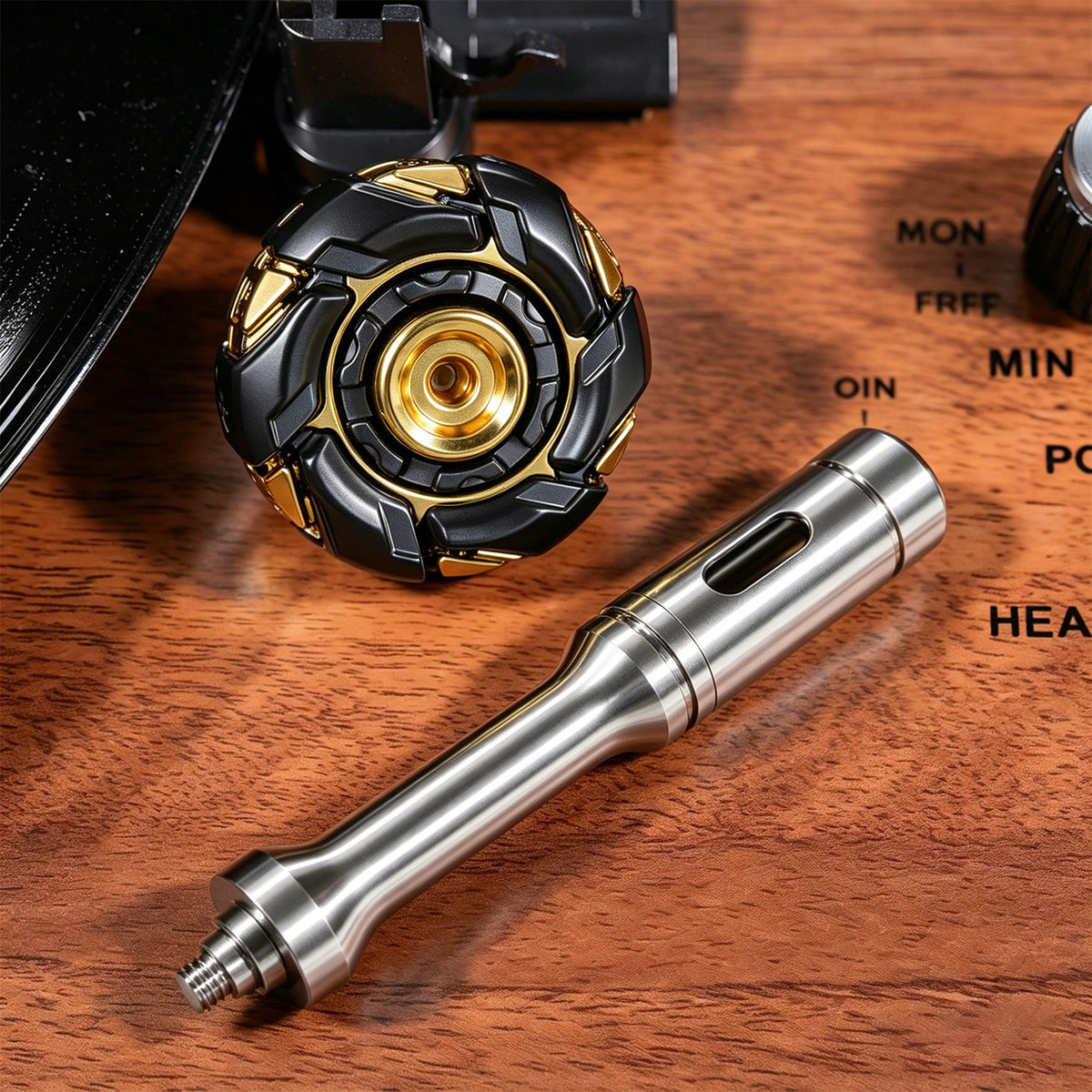 08 Zinc-Alloy Opening-Armor Fidget Spinner Sets — Black / Gold No. 2 — Standard + Scepter