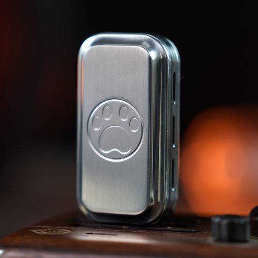 Cat God Paw-Emblem Three-Layer Magnetic Fidget Slider — Silver Stainless Steel + Titanium Center