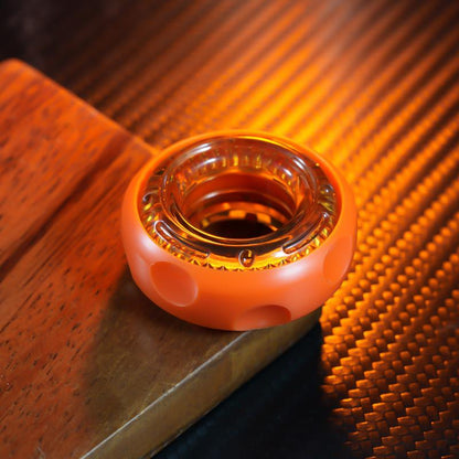 Cheese-Inspired Mechanical Fidget Ring — Orange POM + Amber PC Inner Ring