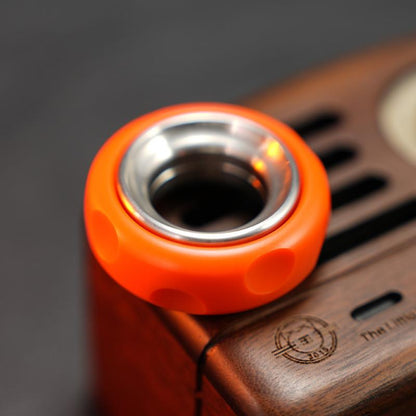 Cheese-Inspired Mechanical Fidget Ring — Orange POM + Silver-Tone Stainless-Steel Inner Ring
