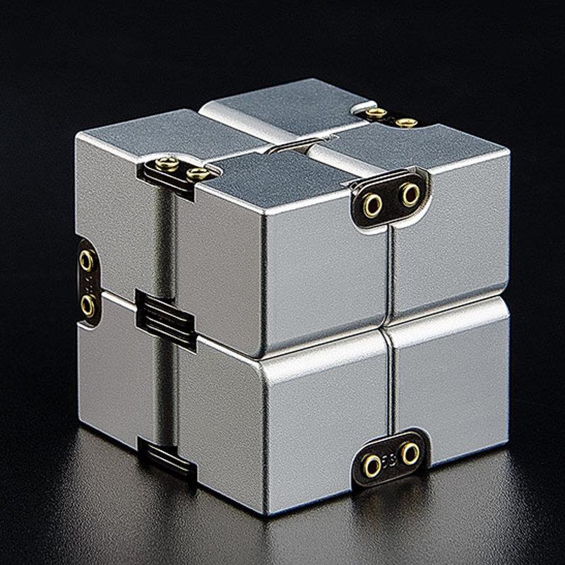 Aluminum Infinity Folding Fidget Cube — Riveted - Silver
