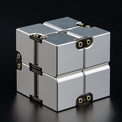 Aluminum Infinity Folding Fidget Cube — Riveted - Silver