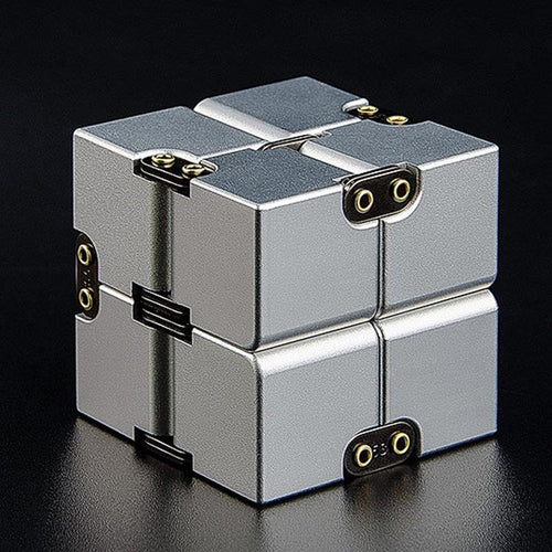 Aluminum Infinity Folding Fidget Cube — Riveted - Silver