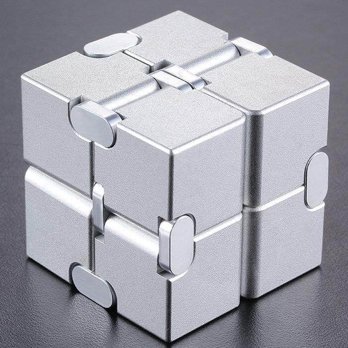 Aluminum Infinity Folding Fidget Cube — Covered Plate - Silver