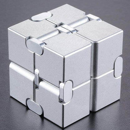 Aluminum Infinity Folding Fidget Cube — Covered Plate - Silver