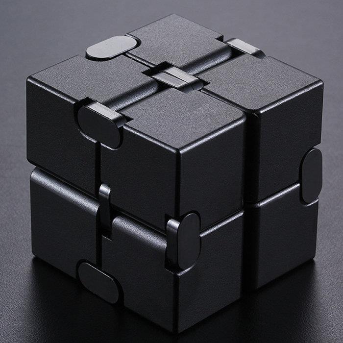 Aluminum Infinity Folding Fidget Cube — Covered Plate - Black