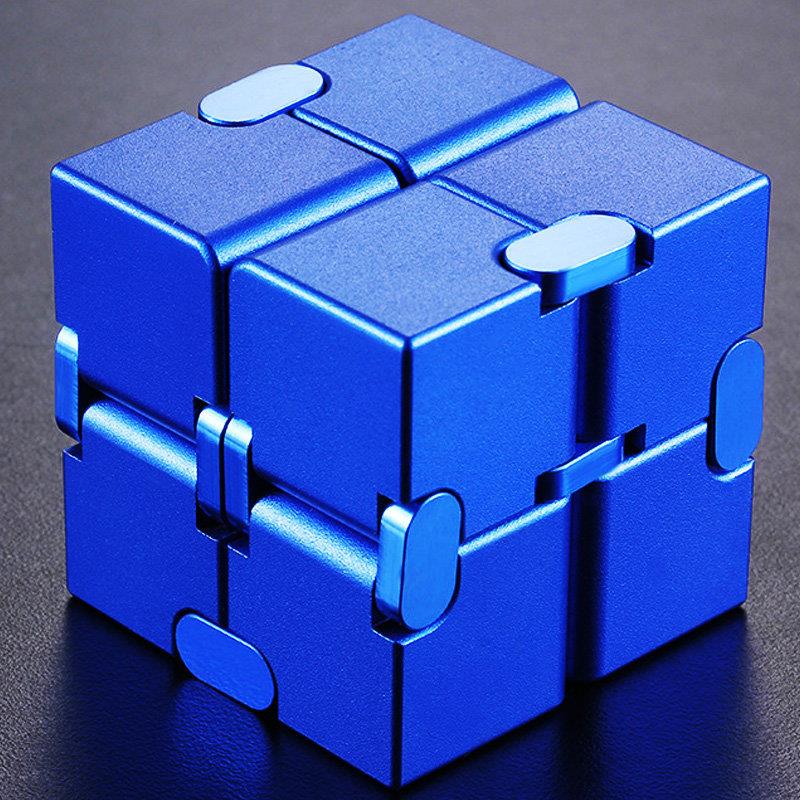 Aluminum Infinity Folding Fidget Cube — Covered Plate - Blue
