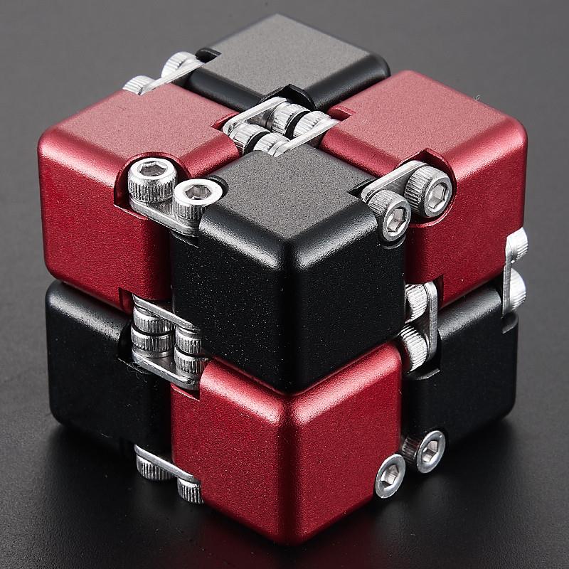 Aluminum Infinity Folding Fidget Cube — Gen 3 DIY - Black and Red